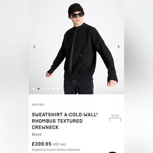 A COLD WALL black textured sweatshirt, Rhombus, size large